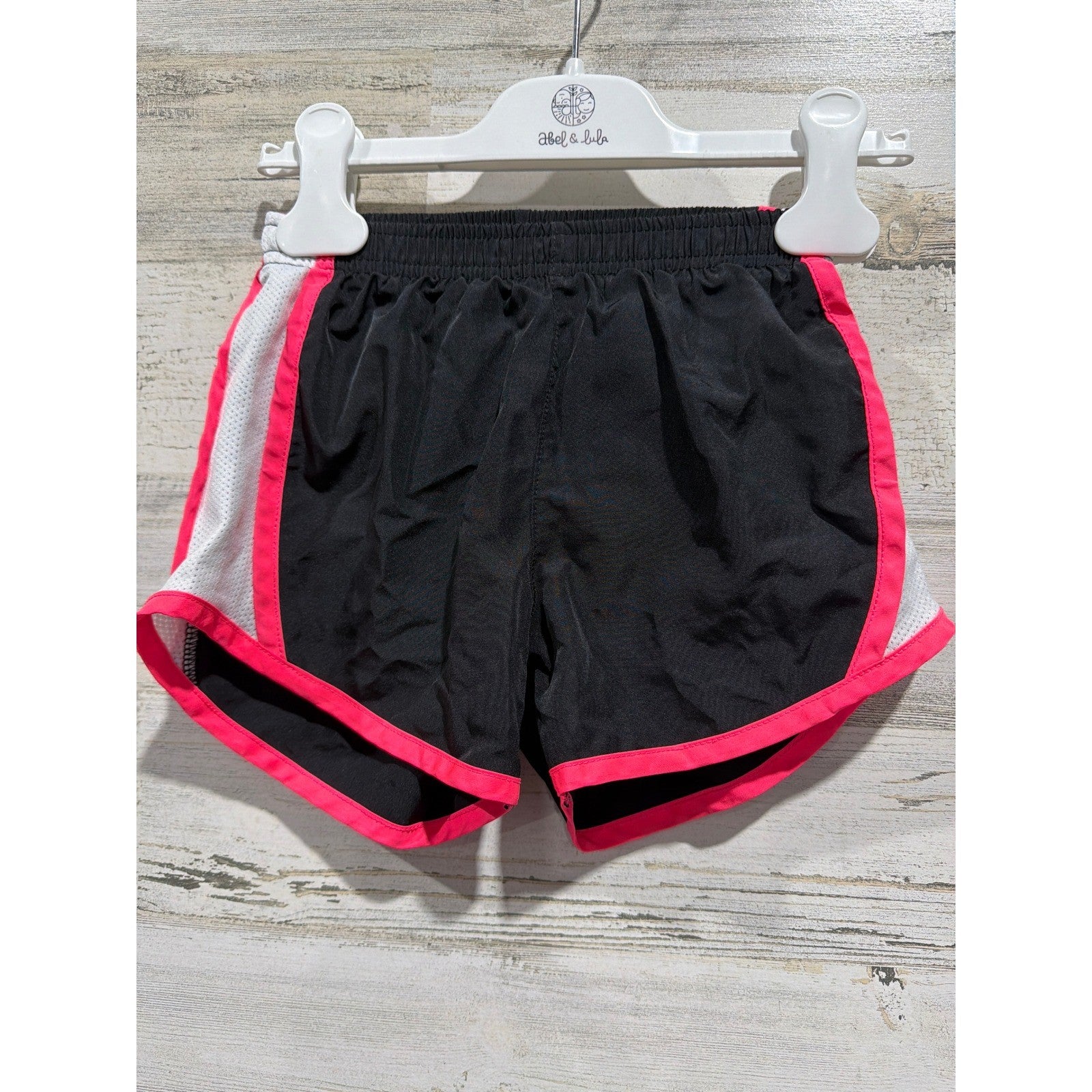 Nike Dri-FIT Shorts Girls Size 6 Black Pink Mesh Athletic Sporty *Flawed0