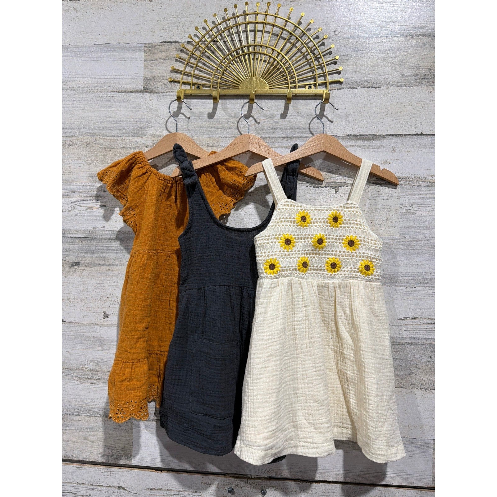 B'tween Cat & Jack Dress Romper Bundle Girls 4T Beige Neutral Boho Summer EUC0