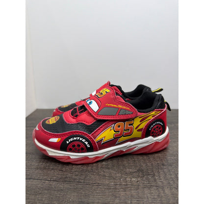 Disney Lightning McQueen Sneakers Boys 12 Red Light Up Race Car0