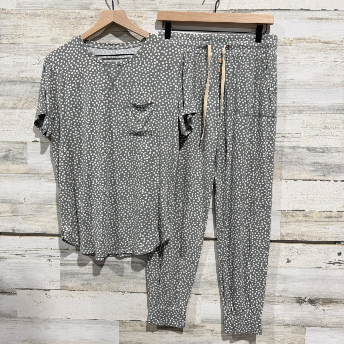 Lates Pajama Set Women Medium Dot Modal Jogger Loungewear EUC0