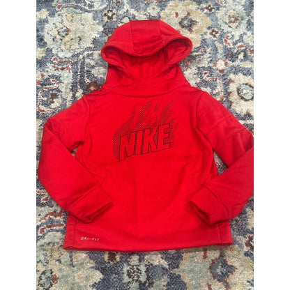 Nike Hoodie Kids 3T Red Dri-FIT Graphic Pullover Sweatshirt EUC0