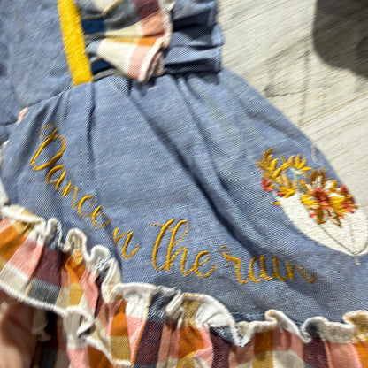 Evie's Closet Dance In The Rain Dress Set Girls 18M Blue Plaid Cotton NWT1