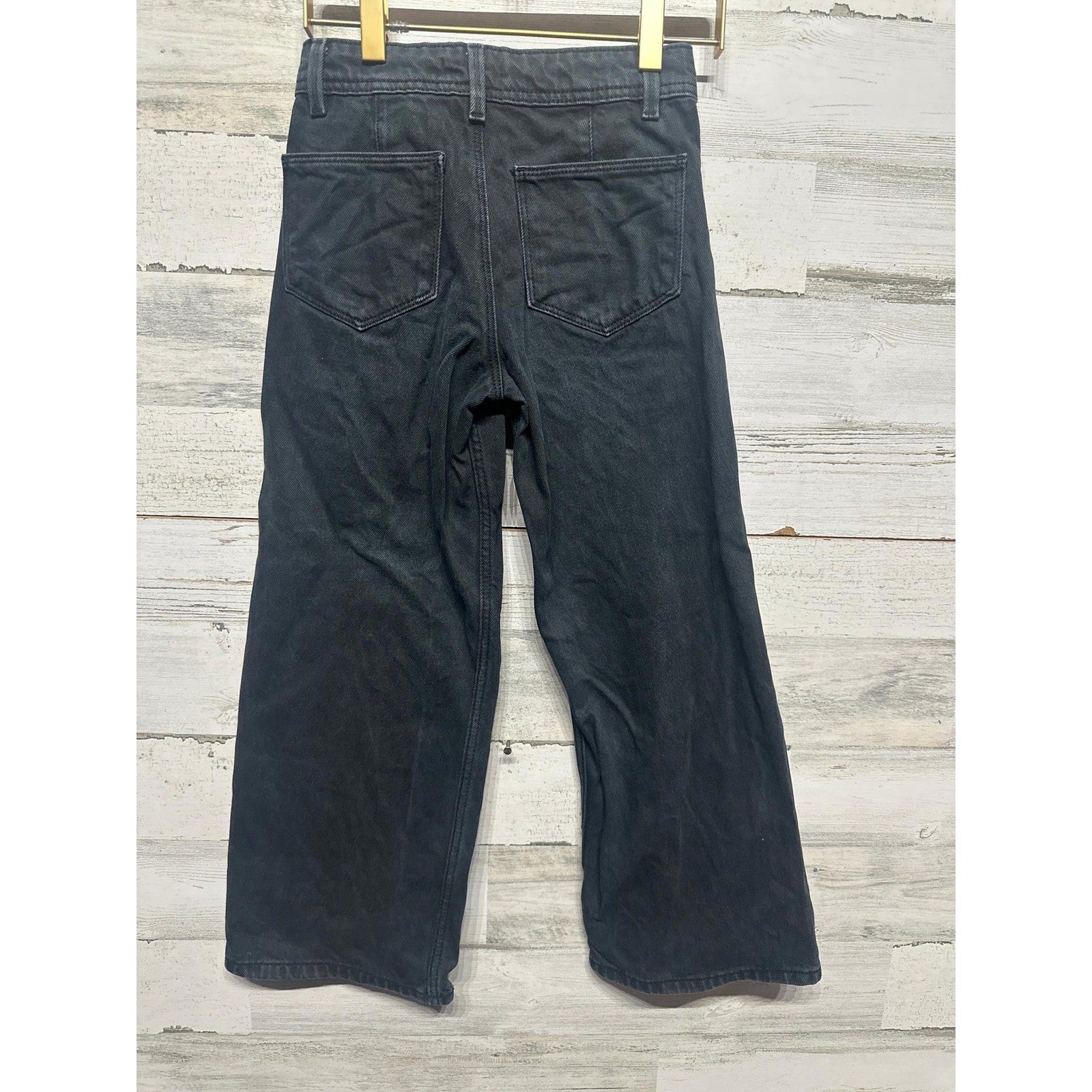 Guess Wide Leg Jeans Girls Size 8 Black High Waisted Relaxed Denim EUC1