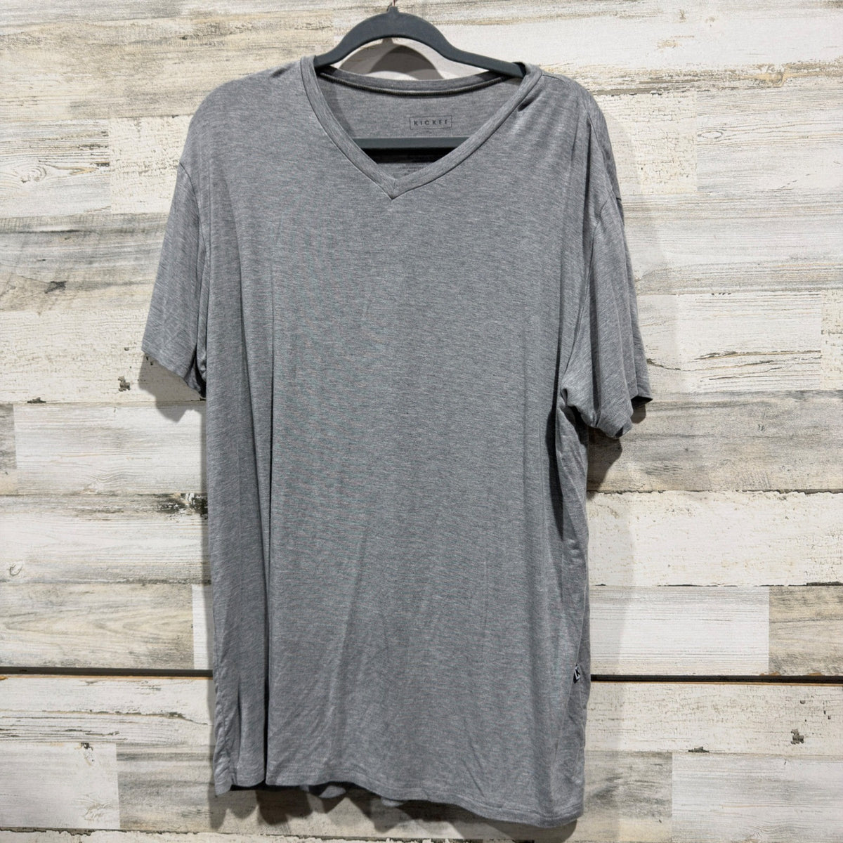 Kickee V-Neck Tee Men XL Grey Bamboo Spandex Loungewear Basic EUC0