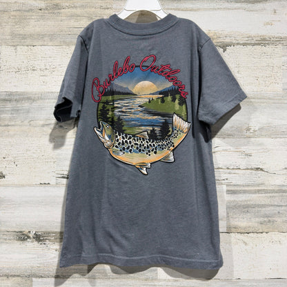 Burlebo Graphic Tee Kids Size 5/6 Gray Trout Fishing Outdoors3