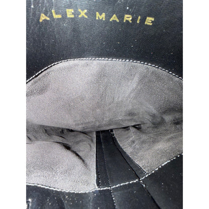 Alex Marie Riding Boots Women 8MW Black Wide Calf Leather Buckle EUC5