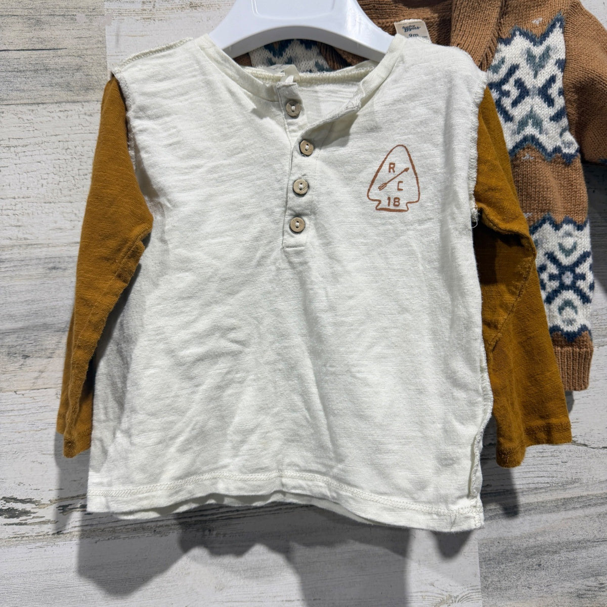 Rylee + Cru Cat&Jack Osh Kosh Baby Boy 3-12m Brown Cream Bundle Nordic Boho GUC*3