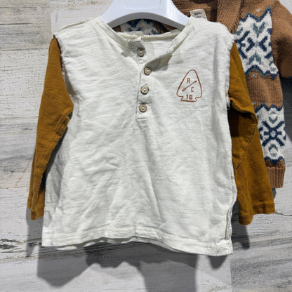 Rylee + Cru Cat&Jack Osh Kosh Baby Boy 3-12m Brown Cream Bundle Nordic Boho GUC*3