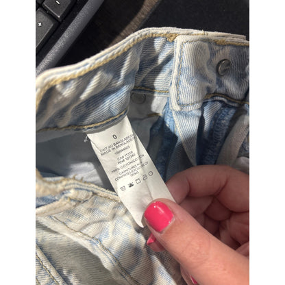 Garage Jean Shorts Women Size 0 Light Blue High Waisted Frayed Denim EUC3
