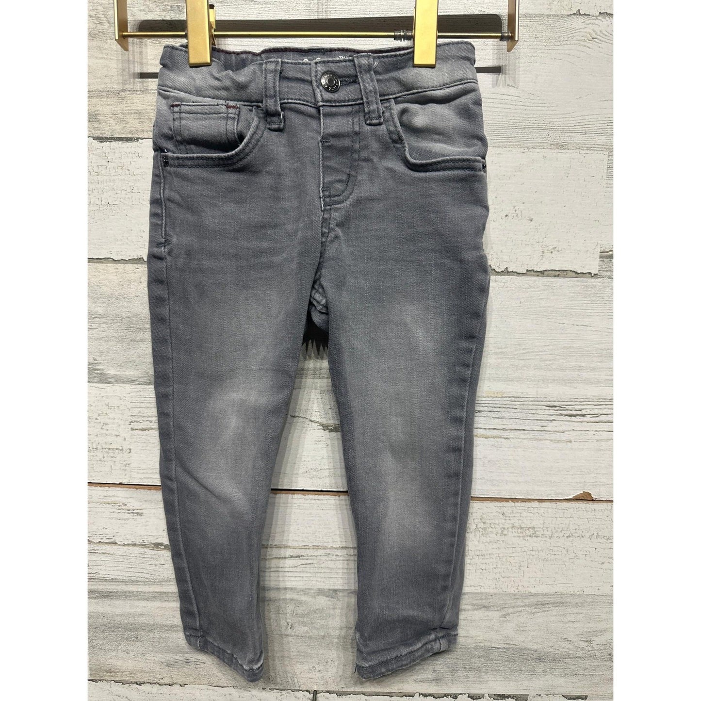 Cat and Jack Skinny Jeans Boys 2T Gray Faded Adjustable Waist EUC0
