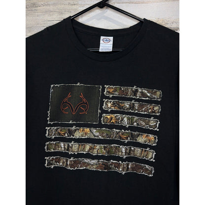 Delta Pro Weight T-Shirt Men 2XL Black Realtree Camo Flag Gorpcore EUC1