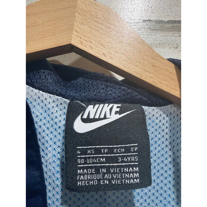 Nike Windbreaker Jacket Boys XS 4 Blue White Big Swoosh Sportswear EUC1