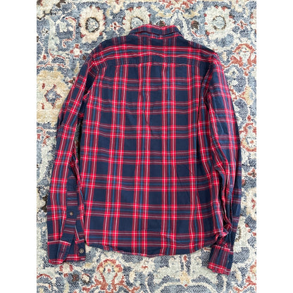 Hollister Plaid Button Down Shirt Mens XS Red Navy Blue Long Sleeve2