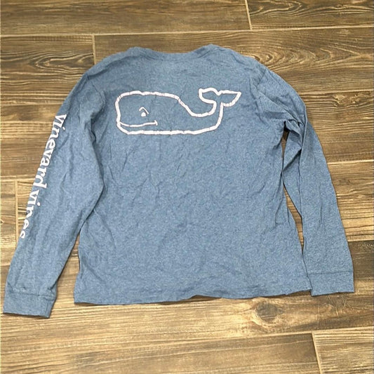 Vineyard Vines Long Sleeve T-Shirt Men S Blue Whale Logo Pocket Tee0