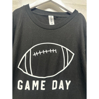 Tultex Football Graphic T-Shirt Boys Youth Large Black Game Day EUC1