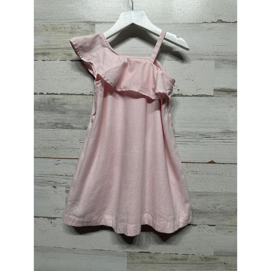 Hope and Henry One Shoulder Ruffle Dress Girls 3 Pink Linen Blend EUC0