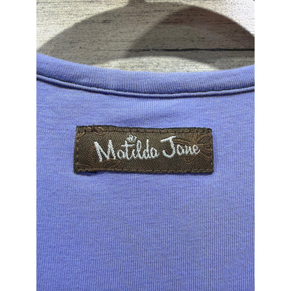 Matilda Jane Tunic Sew Sassy Shorts Girls 8 Purple Red Floral Ruffle Boho EUC3