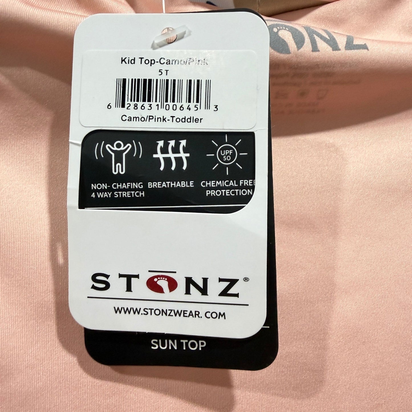 Stonz Sun Shirt Unisex 5T Pink Camo UPF 50 Rash Guard Outdoors NWT6