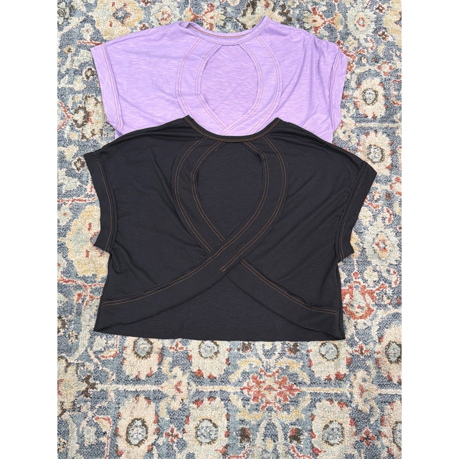 Boxy Top Bundle Women XS Purple Black Cute Open Back Sporty Breezy EUC2