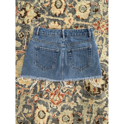 PACSUN Denim Mini Skirt Women 23 Blue Lace Up Raw Hem EUC2