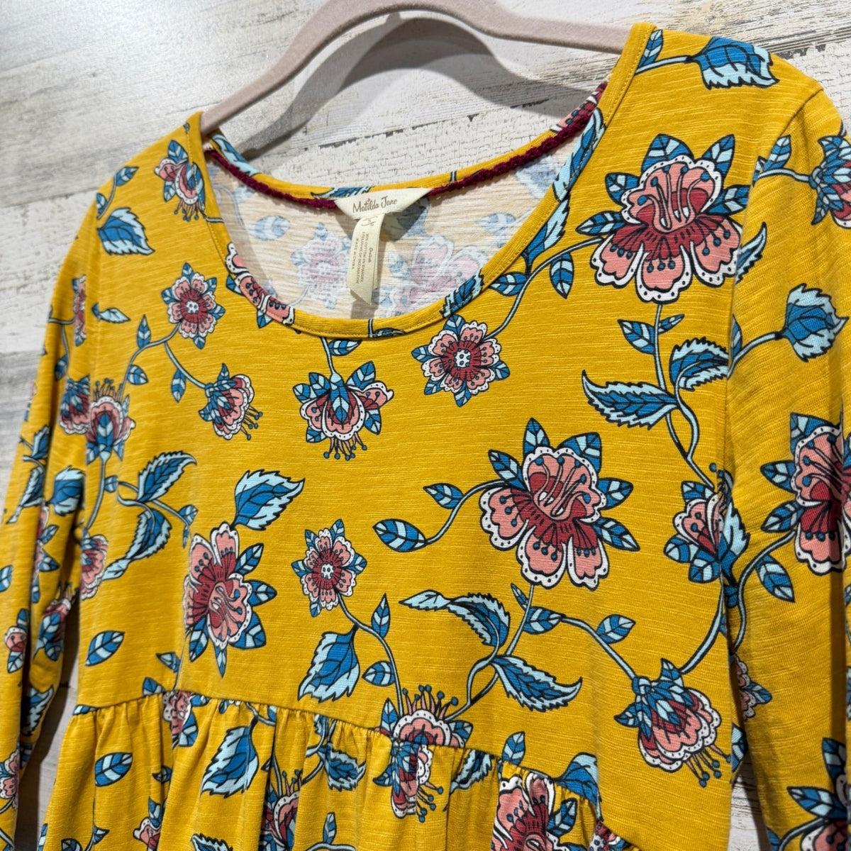 Matilda Jane Floral Empire Waist Dress Womens Small Yellow Cotton Spandex Boho2