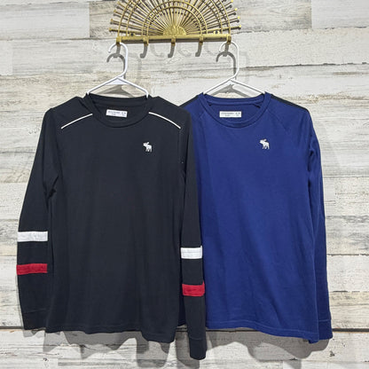Abercrombie Kids Long Sleeve Tee Lot Boys 15/16 Black Blue Cotton Sporty Classic0