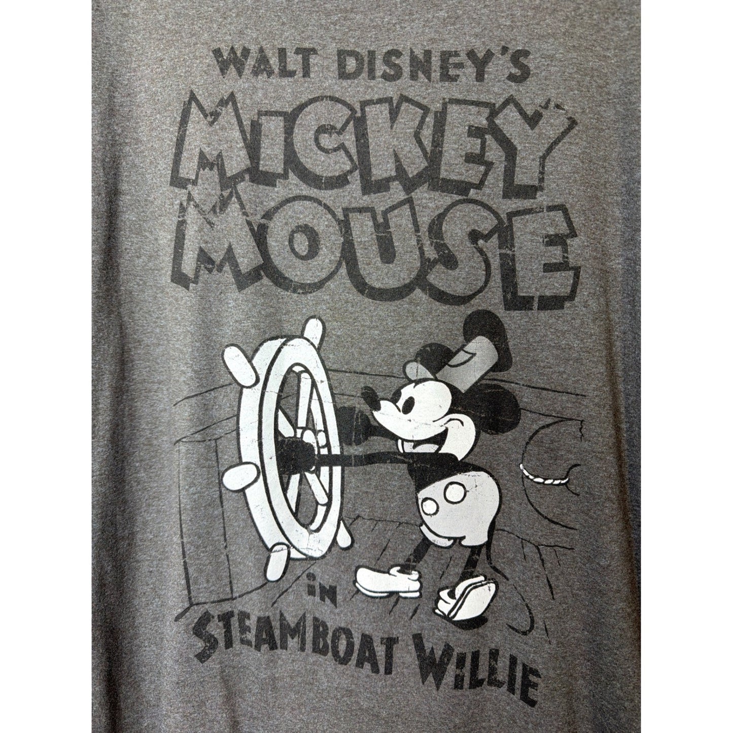 Disney T-Shirt Mens XXL Gray Steamboat Willie Mickey Mouse Graphic Retro EUC1