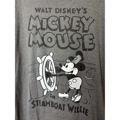 Disney T-Shirt Mens XXL Gray Steamboat Willie Mickey Mouse Graphic Retro EUC1