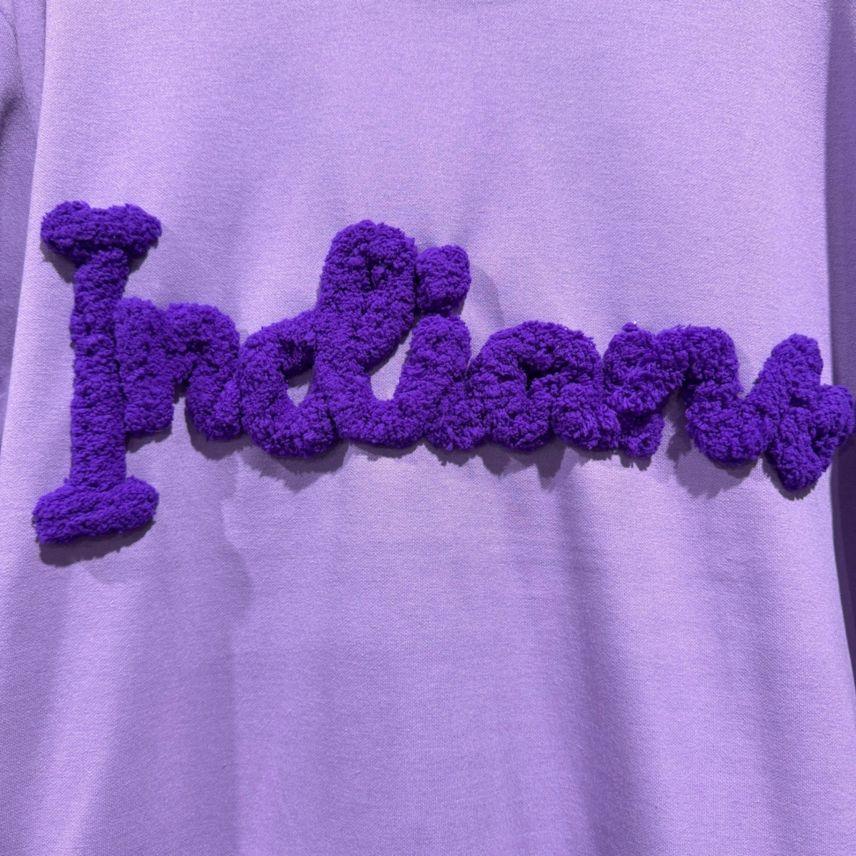 Indians Sweatshirt Women M Purple Chenille Patch Varsity Game Day PNG EUC1