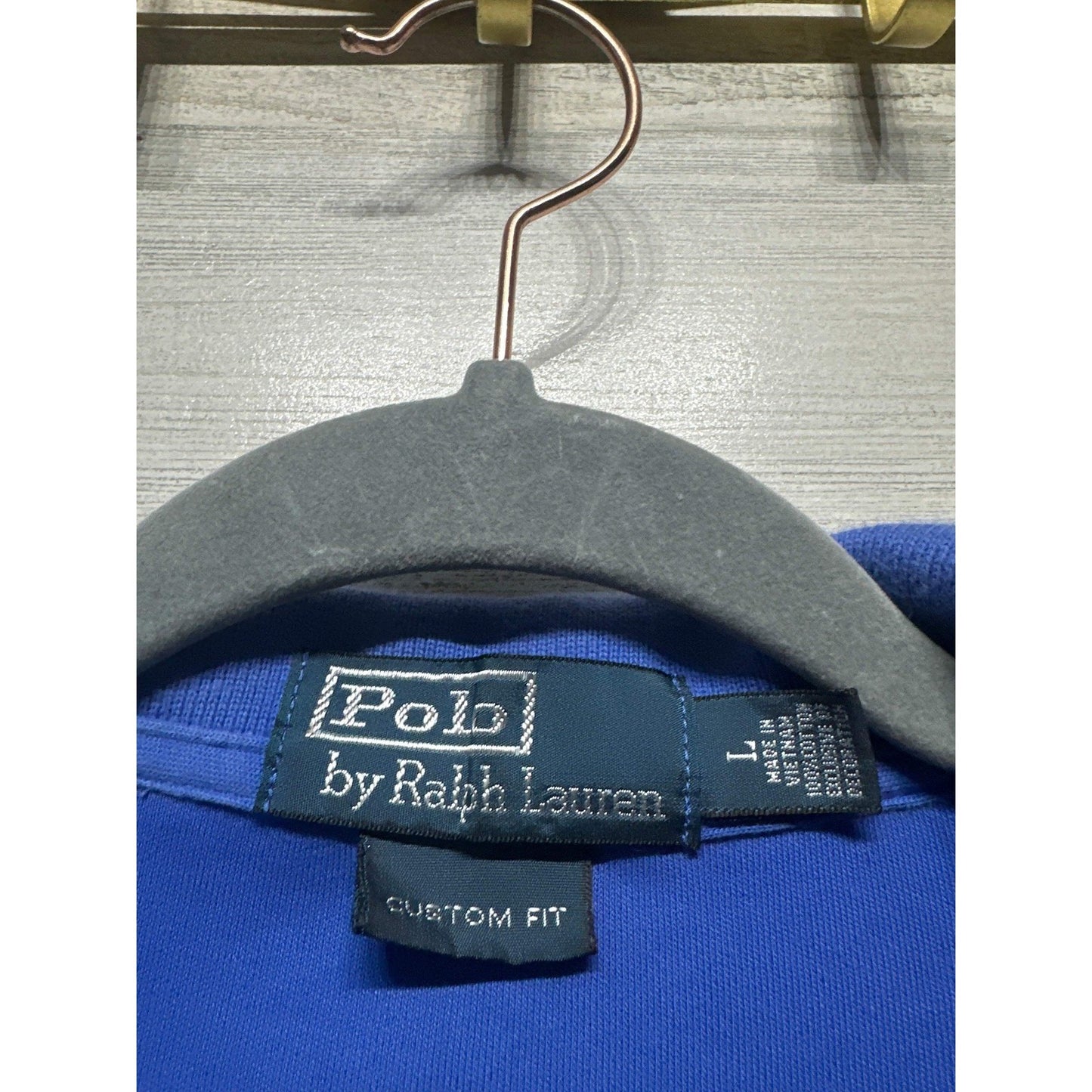 Polo Ralph Lauren Polo Shirt Mens Large Blue Custom Fit Short Sleeve EUC2
