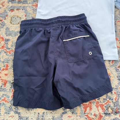 Cat & Jack Old Navy Swim Set Boys 8 Blue Rash Guard Trunks Summer EUC3