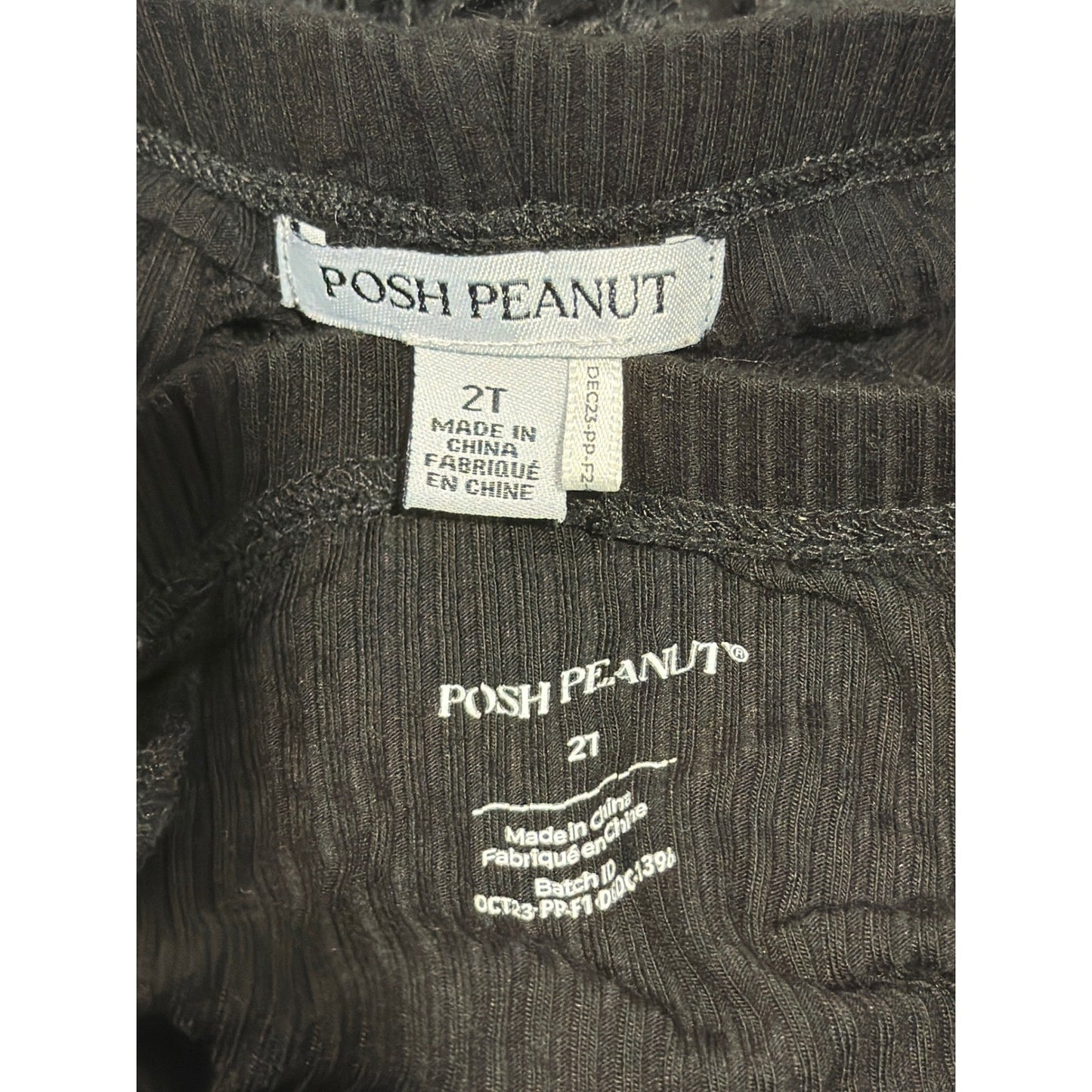 Posh Peanut Ribbed Leggings Girls 2T Black Ruffle Bamboo Basics EUC4