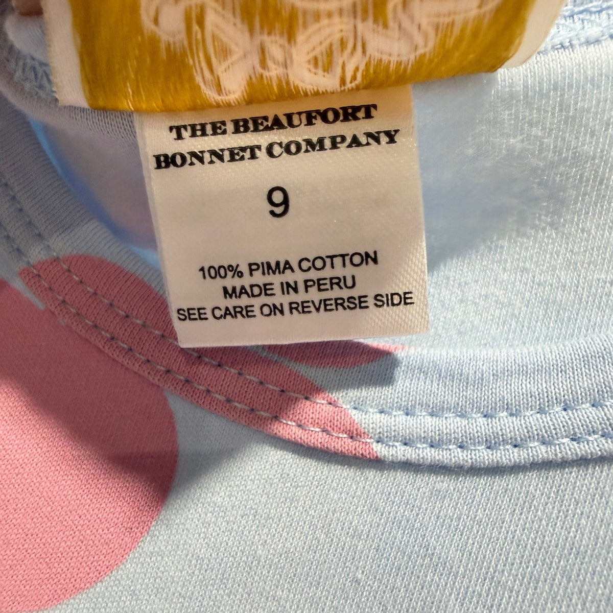 The Beaufort Bonnet Company Dress Girls 9 Blue Pink Apple Pima Cotton EUC2