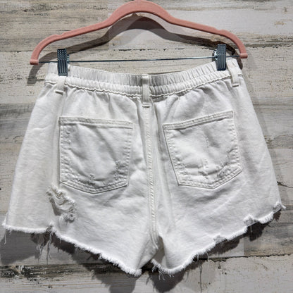Aerie Distressed Denim Shorts Women M White Cotton Blend Boho Flawed*4