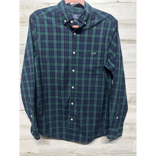 Vineyard Vines Button Down Shirt Men Small Green Plaid Tucker Classic Fit EUC0