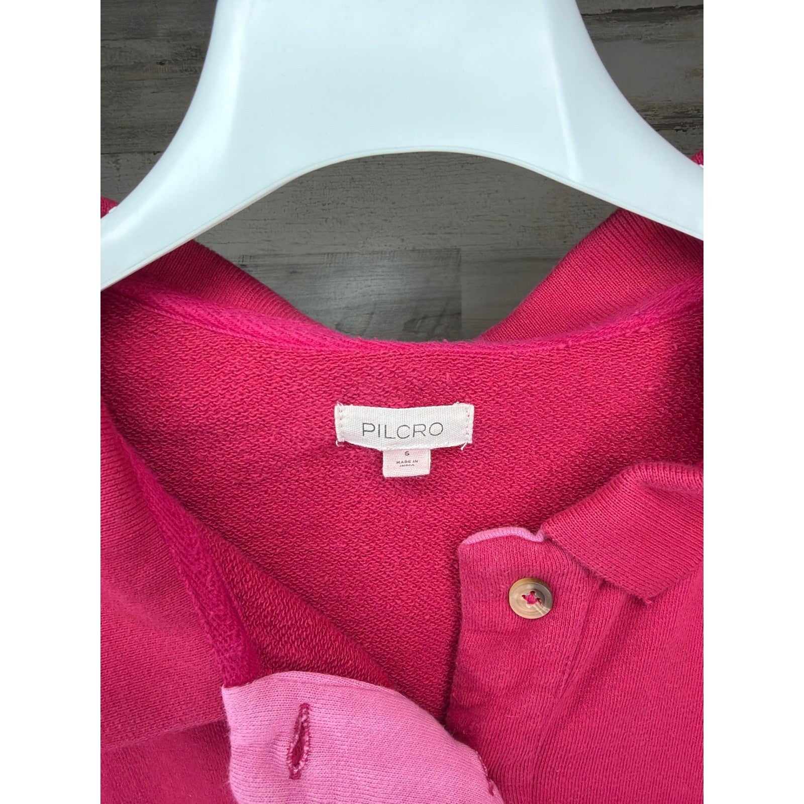 Pilcro Polo Sweatshirt Women Small Pink Colorblock Retro Sporty EUC2