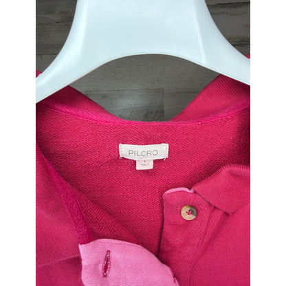 Pilcro Polo Sweatshirt Women Small Pink Colorblock Retro Sporty EUC2