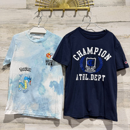 Abercrombie Champion T-Shirt Bundle Boys 7/8 Blue Pokemon Graphic *Flawed0