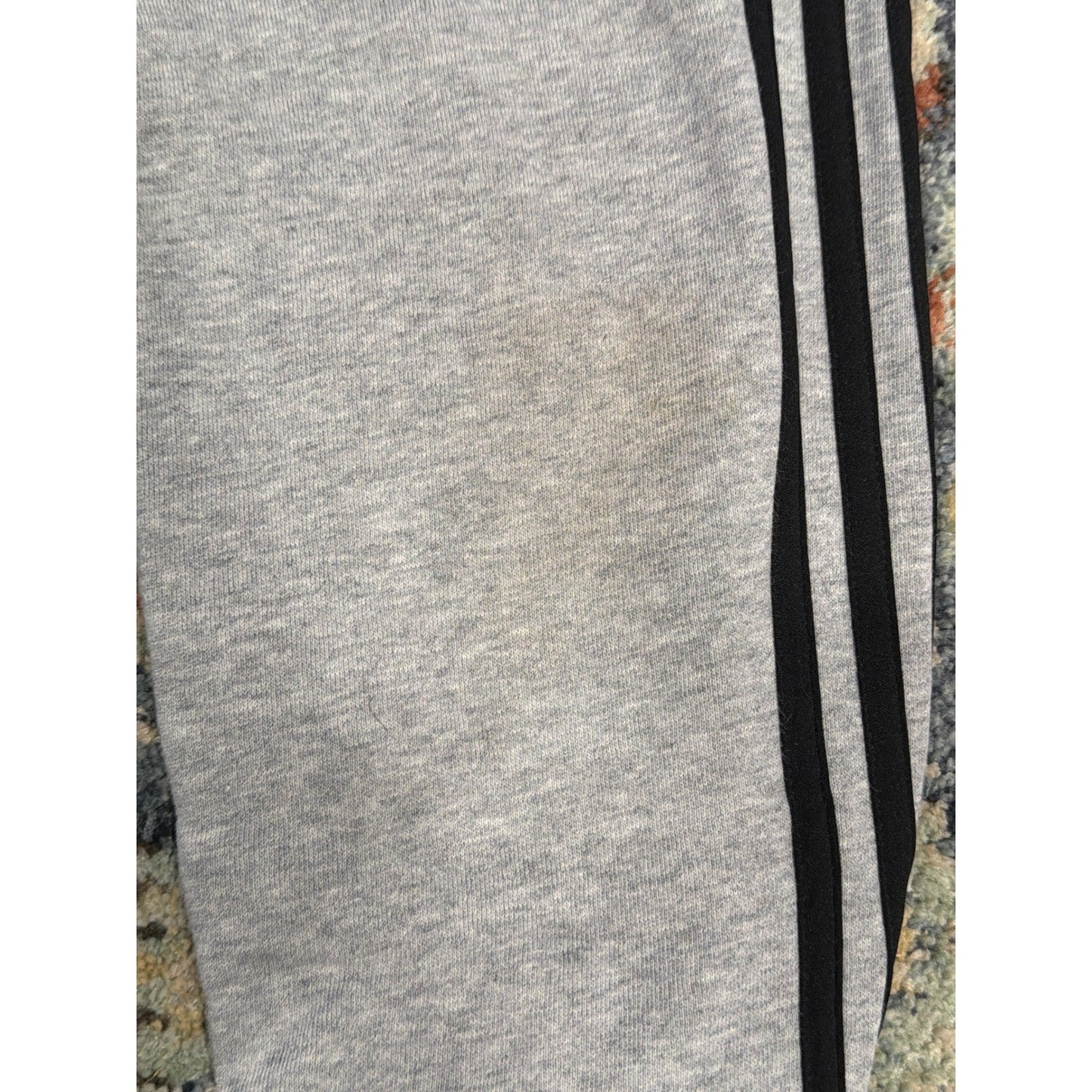 Adidas Sweatpants Boys 10/12 Gray 3-Stripe Fleece Joggers Athleisure *Flawed3
