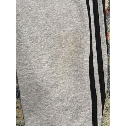 Adidas Sweatpants Boys 10/12 Gray 3-Stripe Fleece Joggers Athleisure *Flawed3