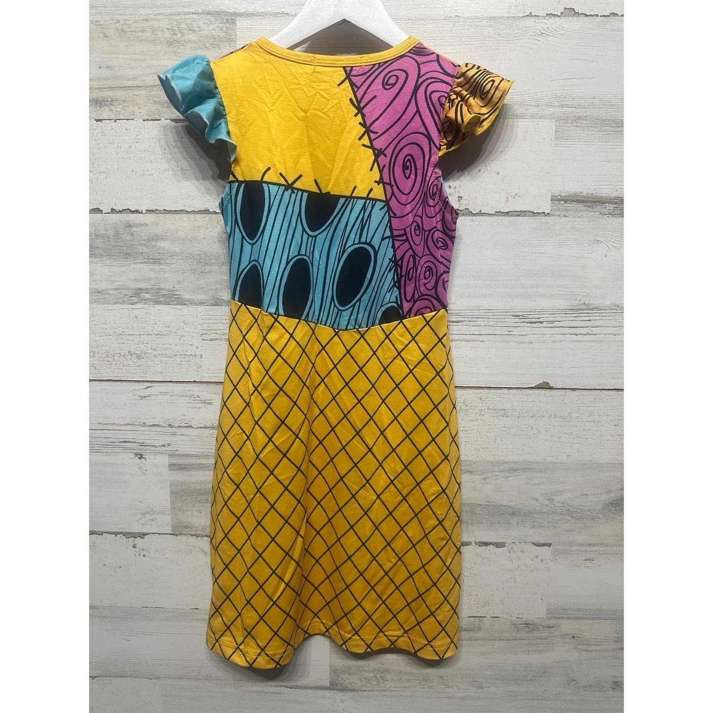 Sally Patchwork Dress Girls 4/5 Multicolor Ruffle Sleeve EUC1