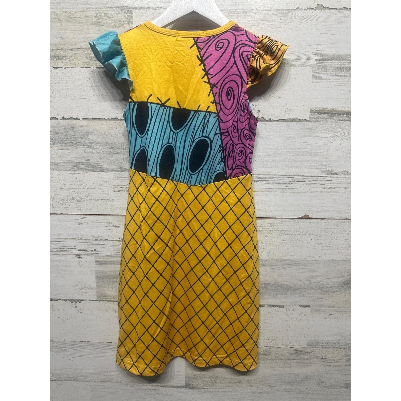 Sally Patchwork Dress Girls 4/5 Multicolor Ruffle Sleeve EUC1