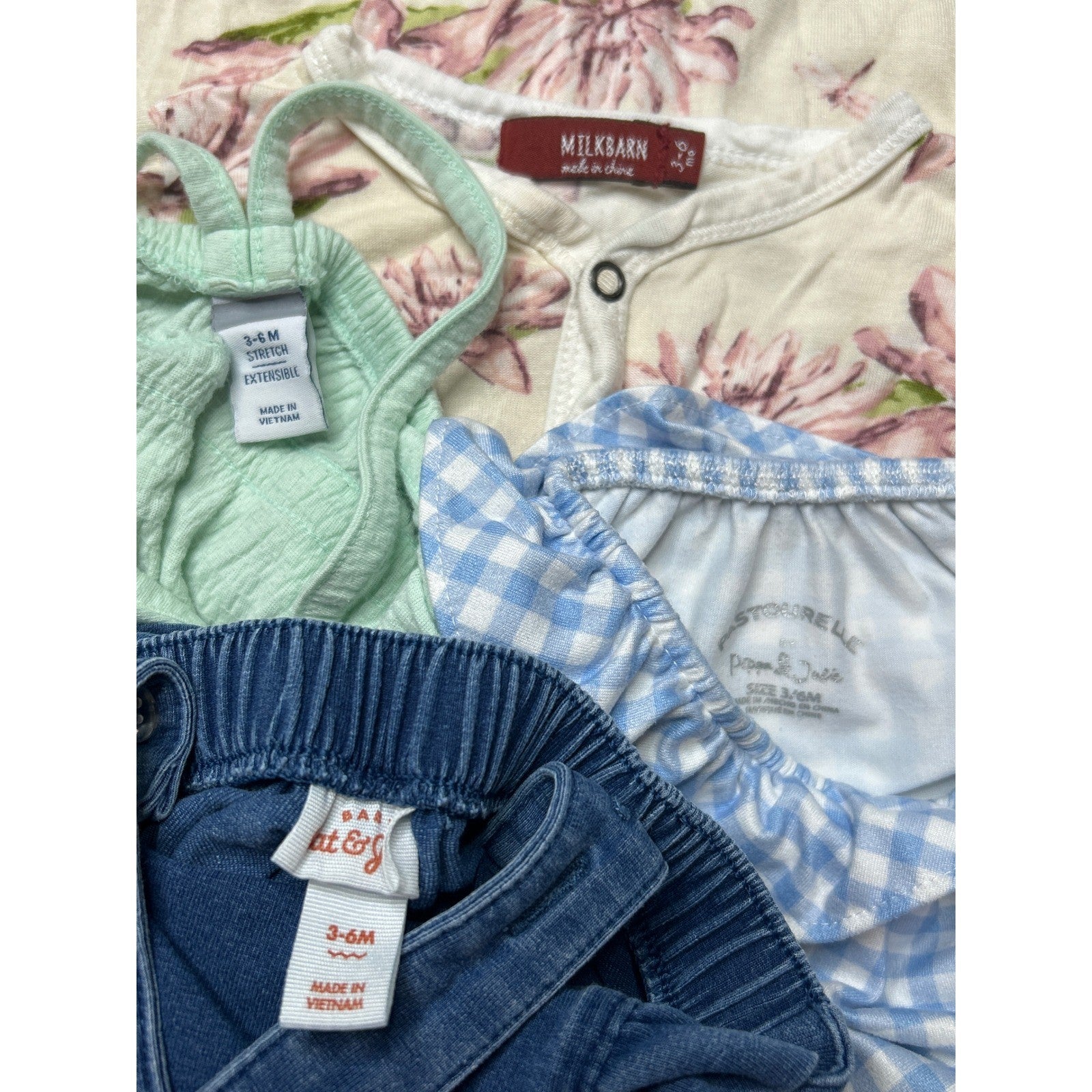 Girls 3-6M Milk Barn Pastourelle Cat & Jack Bubble Romper Bundle5