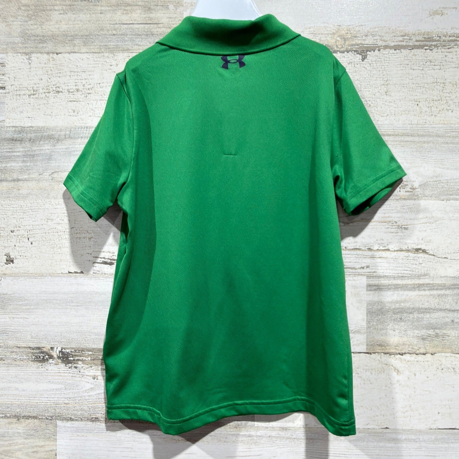 Under Armour Polo Shirt Boys Youth Small Green Short Sleeve Performance *Flawed3