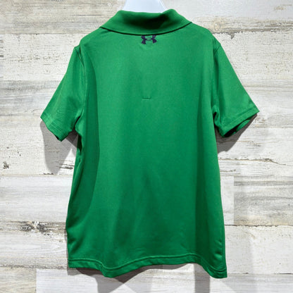 Under Armour Polo Shirt Boys Youth Small Green Short Sleeve Performance *Flawed3