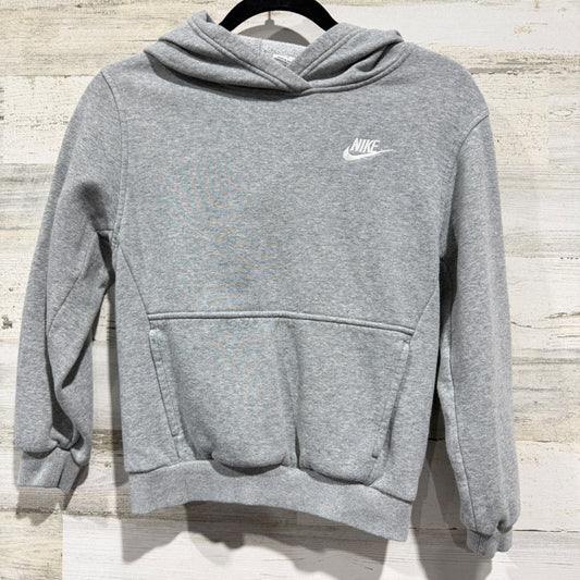 Nike Hoodie Boys Medium (Fits 6/7) Grey Embroidered Logo Fleece Sportswear EUC0