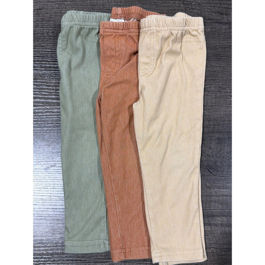 The Peanut Shell Pants Kids 12M Green Orange Tan 3 Pack Earthy0
