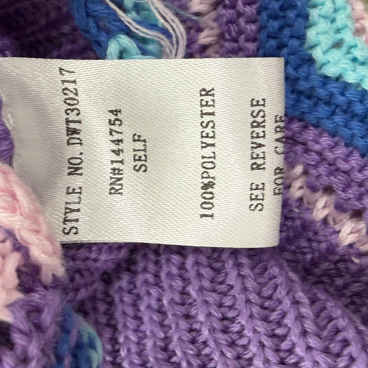 Davi & Dani Knit Tank Top Women XL Purple Chevron Lace Up Boho NWT5