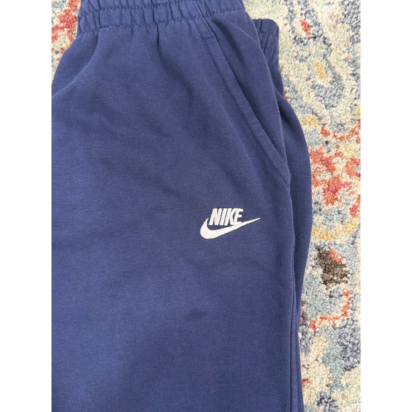 Nike Sweatpants Boys Large Navy Blue Fleece Joggers Sportswear *Flawed1