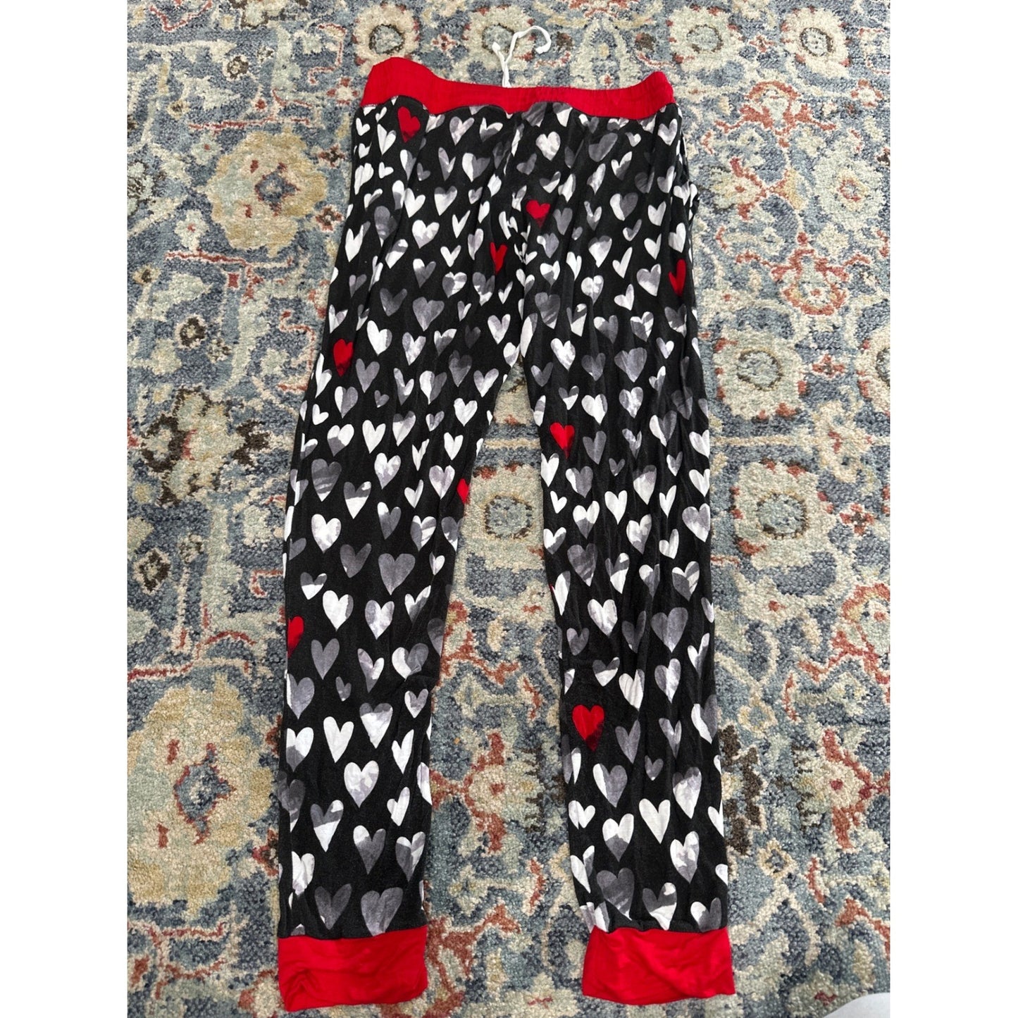 Little Sleepies Pajama Pants Women Medium Black Heart Print Jogger Bamboo3